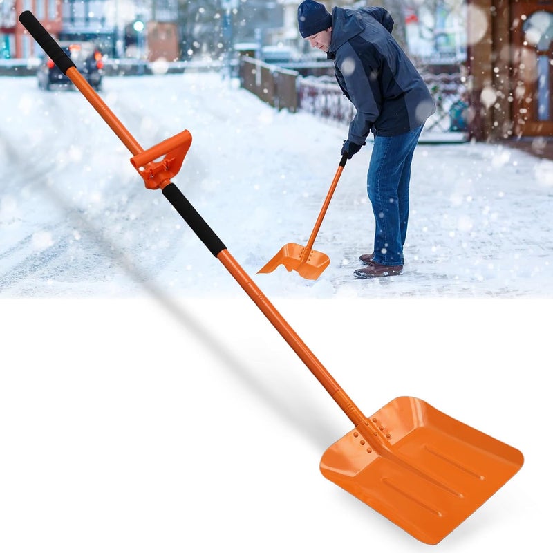 ABtool Heavy Duty Snow Shovel for Driveway with Assisted Handle, Ergonomic Snow Pusher for Removing Snow & Ice with 70" Long Handle, 13inch Blade Metal Shovel for Car, Driveway, Outdoor, Emergency - Image 1